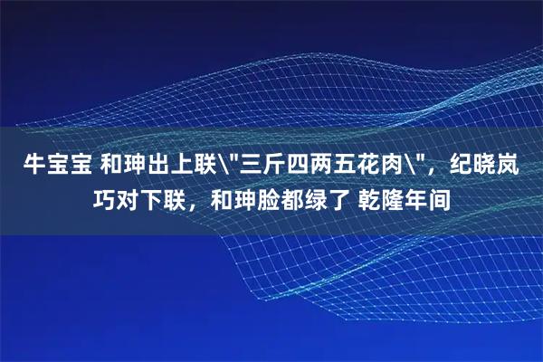 牛宝宝 和珅出上联＂三斤四两五花肉＂，纪晓岚巧对下联，和珅脸都绿了 乾隆年间
